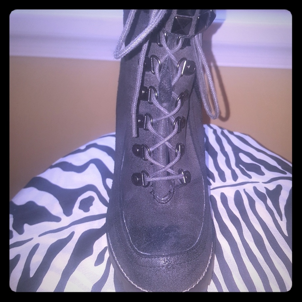 Studded lace up bootie